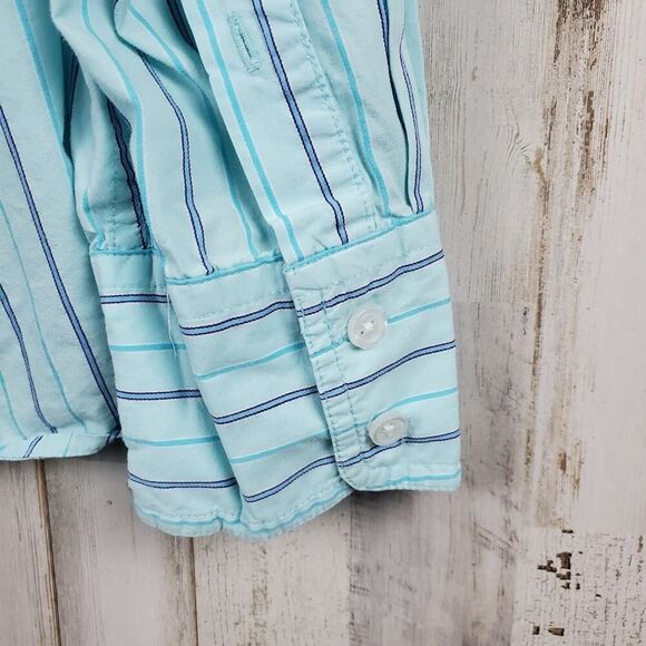 Duck Head Striped Button Down Shirt Blue Size XL - Picture 9 of 10